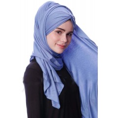Палантин хиджаб с завязками Pile Şal Ecardin Голубой 