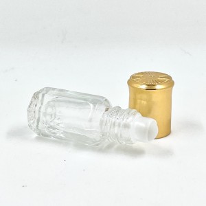 Флакон Скляний для масляних парфумів Стандарт з роликом і золотистою кришечкою 3 мл