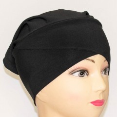 Хиджаб с боне с нахлёстом Capraz Boneli Pileli Hijab Mercan Чёрный