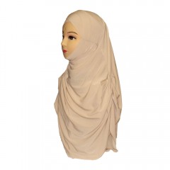 Хиджаб с боне с нахлёстом Capraz Boneli Pileli Hijab Mercan Кремовый