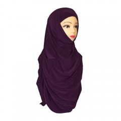 Хиджаб с боне с нахлёстом Capraz Boneli Pileli Hijab Mercan Фиолетовый