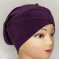 Хиджаб с боне с нахлёстом Capraz Boneli Pileli Hijab Mercan Фиолетовый