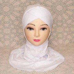 Подхиджабник наискосок (с нахлёстом) Capraz Hijab Bone  Ecardin Белый