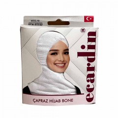 Подхиджабник наискосок (с нахлёстом) Capraz Hijab Bone  Ecardin Белый