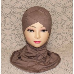 Подхиджабник наискосок (с нахлёстом) Capraz Hijab Bone  Ecardin Тёмный Беж
