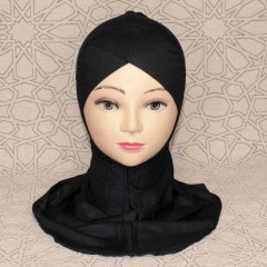 Подхиджабник наискосок (с нахлёстом) Capraz Hijab Bone  Ecardin Чёрный