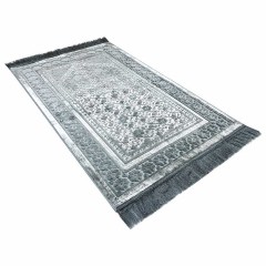 Бархатный молитвенный коврик с цветочным штампом Sajda Ismen Серый