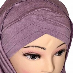 Хиджаб-палантин с 3 нахлестами Uc Bantli Viscon Sal Mercan Фиолетовый