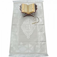 Набор для молящегося (Коран, коврик и чётки) Sajda Белый 25х20х5 см