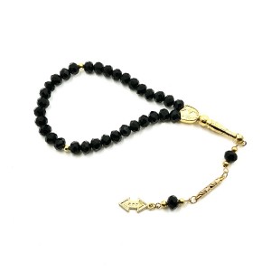 Чотки Чорне скло із золотистим Tasbih 33 бусини