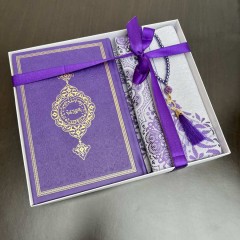 Набор для молящегося (Коран, коврик и чётки) Sajda Фиолетовый 25х20х5 см