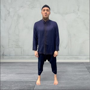 Марокканський традиційний чоловічий костюм Jabador (Рубаха та штані) Синій S-XXL