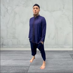 Марокканский традиционный мужской костюм Jabador (Рубаха и штаны) Синий S, M, L, XL, XXL