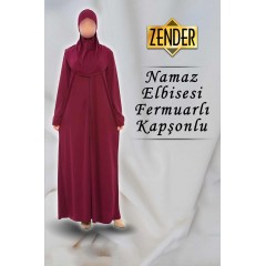 Платье для намаза длинное на молнии с пришитым хиджабом Zender S-M Синий