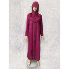 Платье для намаза длинное на молнии с пришитым хиджабом Zender L-XL Бордовый