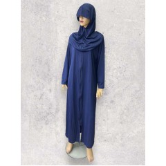 Платье для намаза длинное на молнии с пришитым хиджабом Zender L-XL Синий