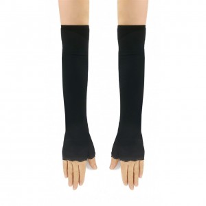 Нарукавники жіночі Kolluk Maradi Parmag Gecmeli з мереживом. З пальцем. Чорний