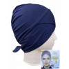 Боне (шапочка) з одним нахлестом Capraz Baglamali Bone Maradi на зав'язках Темно-синій