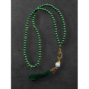 Чотки Tasbih для зікра 99 бусини з китичкою Зелений
