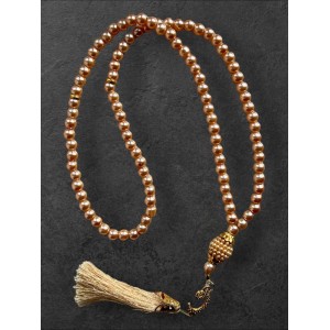 Чотки Tasbih для зікра 99 бусини з китичкою Персиковий