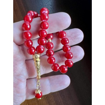 Чотки класичні з фарфоромої породи Tasbih 33 намистини Червоний