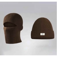 Зимова в'язана шапка-балаклава 2 в 1 тепла вітрозахисна Коричневий