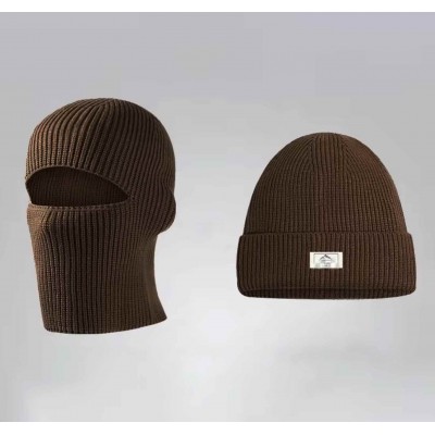 Зимова в'язана шапка-балаклава 2 в 1 тепла вітрозахисна Коричневий