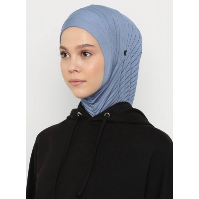 Хіджаб-балаклава без нахльосту Babe Düz Ecardin Model 1 Джинсовий синій Хіджаб-балаклава без нахльосту Babe Düz Ecardin Model 1 Джинсовий синій