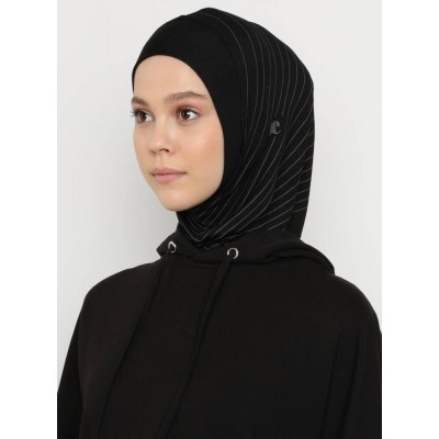 Хіджаб-балаклава без нахльосту Babe Düz Ecardin Model 1 Чорний із сірими смужками