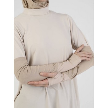 Нарукавники жіночі Ecardin Pro Sport Kolluk ST096 через великий палець Бежевий Нарукавники жіночі Ecardin Pro Sport Kolluk ST096 через великий палець Бежевий