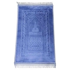 Килимок для намазу Luxury Velvet Sajda 70х110 см Model 1 Сіро-синій