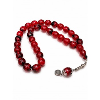 Чотки Tasbih з напівпрозорого пластику 33 намистини 14 мм Червоний