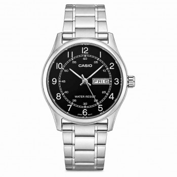 Чоловічий годинник Casio MTP-V006D-1B2 з чорним циферблатом та сталевим браслетом Чоловічий годинник Casio MTP-V006D-1B2 з чорним циферблатом та сталевим браслетом