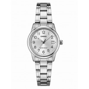 Женские часы Casio LTP-V002D-7B с серебристым циферблатом и металлическим браслетом