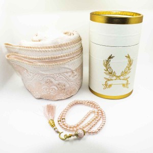 Килимок для молитви подарунковий набір колба Sajda 70 х 115 Пудровий 0510203