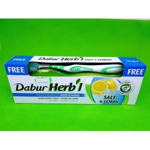 Зубна паста відбілююча Сіль та лимон + щітка Dabur 150 г